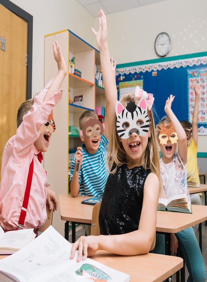 Quilax 16 Pcs Animal Mask, Safari Animal Masks for Kids, Jungle Theme Zoo Animals Cartoon Masks, Animals Theme Birthday Party Decorations, Jungle Party Decorations - Image 5